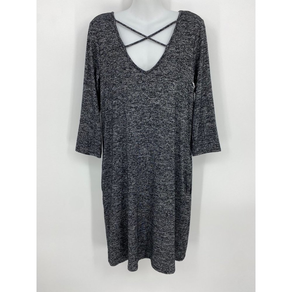 Socialite Gray Long Sleeve V-Neck Sweater Dress
